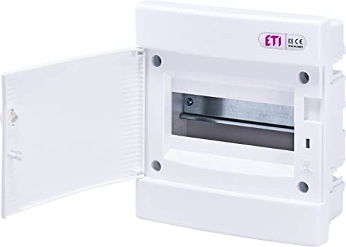 ETI Sicherungskasten Unterputz IP40 Verteiler Gehäuse Weiße Tür für die Trockenraum Installation im Haus (1-reihig bis 8 Module), Black von ETI