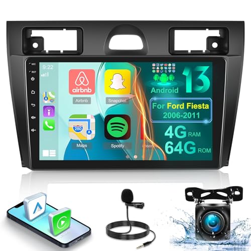 4G+64G Android 13 Autoradio für Ford Fiesta 2006-2011 - 9 Zoll Touchscreen Radio mit Wireless Carplay & Android Auto/WiFi/GPS/Bluetooth 5.0/32 EQ/FM RDS Radio von ETLFUCyber