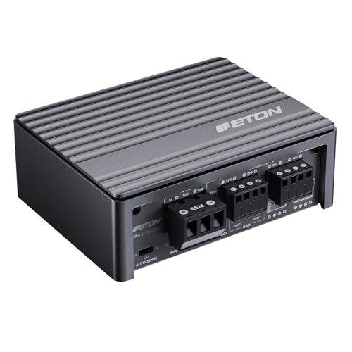 ETON PA 4 – ultra kompakter 4 Kanal Verstärker, leistungsstarke digitale Micro Endstufe für Autos und Reisemobile, Class D Amp mit 2 x 45 + 2 x 80 Watt von ETON