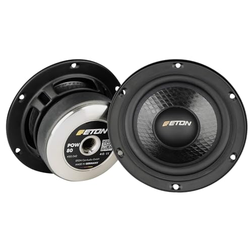 ETON POW 80 – Klangstarker 80 mm (3“) Mitteltöner, Auto Lautsprecher mit kräftigem Ferrit-Magneten, Sound System Ergänzung POW- / POW+ Serie, 1 Paar von ETON