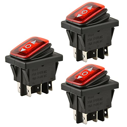 ETOPARS 3 Stück 12V 20A Kippschalter Auto KFZ Wippschalter Rot Beleuchtet Licht EIN/AUS/EIN Momentaner Schalter Reset Druckschalter Taste Wasserdicht 6 Polig DPDT Boot von ETOPARS