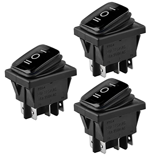 ETOPARS 3 Stück Kippschalter Auto KFZ Wippschalter Schwarz 16A/250V 20A/125V EIN/AUS/EIN Momentaner Schalter Druckschalter Taste Wasserdicht 6 Polig DPDT Boot von ETOPARS