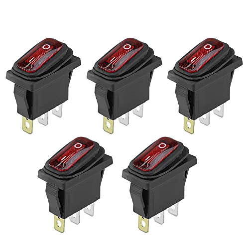 ETOPARS 5 Stück 12V 20A Kippschalter Auto KFZ Runde Wippschalter Rot Beleuchtet Licht EIN/AUS Schalter Druckschalter Taste 3 Polig Wasserdicht Boot von ETOPARS