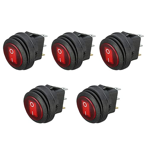 ETOPARS 5 Stück 12V 20A Kippschalter Auto KFZ Runde Wippschalter Rot Beleuchtet Lichtanzeige EIN/AUS Schalter 3 Polig Wasserdicht Boot von ETOPARS