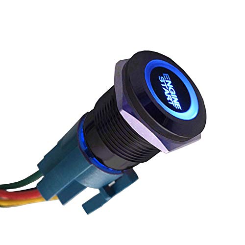 ETOPARS Schwarz Fall 19mm KFZ Kippschalter Wippschalter Druckschalter Schalter Momentan 12V Blau Licht Metall Engine Start Steckdose Stecker von ETOPARS