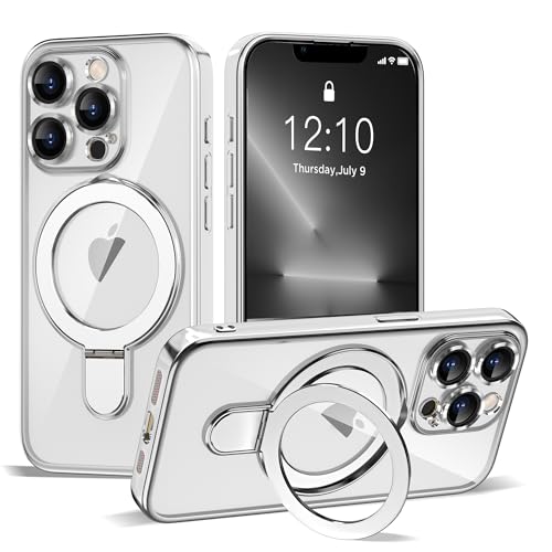 ETPESOK Kompatibel mit iPhone 13 Pro Max Hülle mit unsichtbarem Magnetring-Ständer [Kompatibel mit Mag-Safe] [Vollständiger Kameraobjektivschutz] Plating Clear Handyhülle für iPhone 13 Pro Max 6,7 von ETPESOK