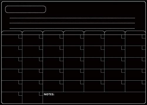 Monatsplaner Whiteboard A3 - Magnetische Whiteboard für Kühlschrank, Schrankwand mit 1 Radiergummi + 4 Marker, doppelseitige Klebepads Magnetstreifen Mahlzeitenplanung Einkaufen (Schwarz) von ETRAVEL