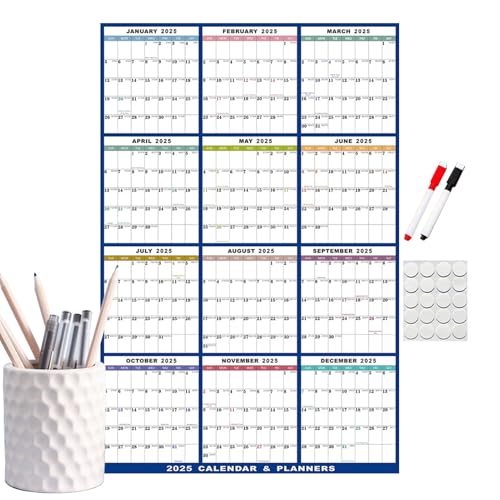 ETUCYNG 88 x 59 cm, trocken abwischbarer Kalender 2025, Wandkalender, Wandplaner, Monatsplaner, Wandkalender mit Markern, ideal für Büros, Klassenzimmer und Zuhause ETUCYNG 88 x 59 cm, trocken abwischbarer Kalender 2025, Wandkalender, Wandplaner, Monatsplaner, Wandkalender mit Markern, ideal für Büros, Klassenzimmer und Zuhause von ETUCYNG