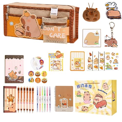 ETUCYNG Animal Stationery Set für Kinder, niedliches Briefpapierset | Bleistift mit großer Kapazität mit Fächern,School -Schulmaterial, Notizbücher, Highlighter, Bleistiftkoffer, Sticky Notes, von ETUCYNG