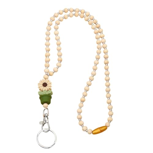 ETUCYNG Perlen-Lanyards für Ausweise, Blumen-Lehrer-Lanyard - Blumen-Abzeichenhalter, Schlüssel, Brillenketten,Süßes Mode-Lehrer-Schlüsselanhänger-Lanyard für Krankenschwester-Abzeichen, von ETUCYNG