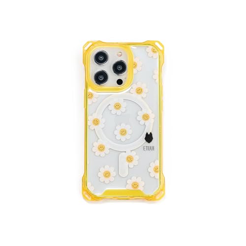 ETUUI Clear Case Flower Motiv Hülle mit Ösen iPhone 14 Pro Max | hochwertige Schutzhülle, Rundumschutz Handyhülle von ETUUI