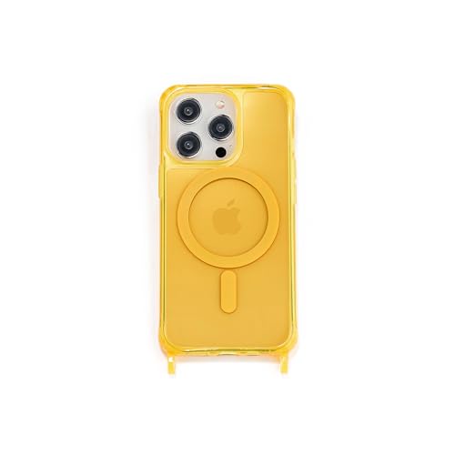 ETUUI Clear Case mit Ösen iPhone 14 Pro Gelb [kompatibel mit MagSafe] - hochwertige Schutzhülle, Rundumschutz Handyhülle von ETUUI
