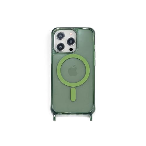 ETUUI Clear Case mit Ösen iPhone 14 Pro Grün [kompatibel mit MagSafe] - hochwertige Schutzhülle, Rundumschutz Handyhülle von ETUUI