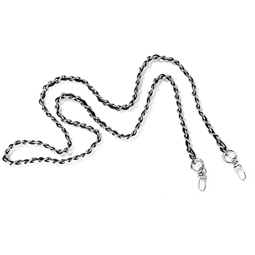 ETUUI Universale Handykette Audrey Chain Long Silber Schwarz Kette zum Umhängen I Handy Umhängeband kompatibel für alle Smartphones von ETUUI