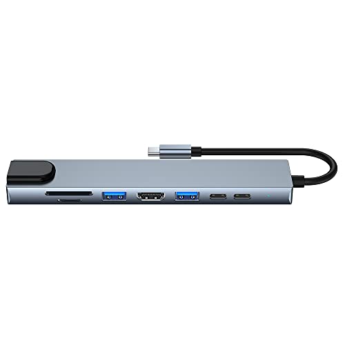 CRYPTON USB C Hub 8 in 1 Adapter USB C Hub HDMI Ethernet 3 x USB 3.0 Kartenleser SD/Micro SD Karte Leistung geliefert für MacBook Pro, iMac, Dell XPS, ChromeBook mit USB C von ETZIN
