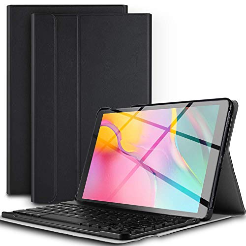 ETbotu Tastatur für Samsung Galaxy Tab A 10,1 Zoll 2019 SM-T510 / T515 Tastatur mit farbiger Hintergrundbeleuchtung mit Schutzhülle aus Leder von ETbotu