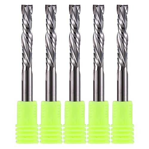 EU_HOZLY 5 Stück Hartmetall-Kompressionsfräser Up&Down 2 Flöten Schaftfräser 6 mm (0,236 Zoll) Schaft mit 6 mm (0,236 Zoll) Schnittdurchmesser, 32 mm (1,26 Zoll) Schnittlänge für CNC-Fräsmaschine von HOZLY