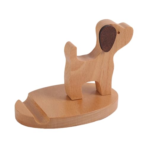 EUBEISAQI Handy-Desktop-Ständer, Hunde-Form, Handy-Halterung aus Holz, elektronische Gerätehalter für Zuhause, Schule, Reisen, Hotel, Terrasse (neuer Welpe) von EUBEISAQI