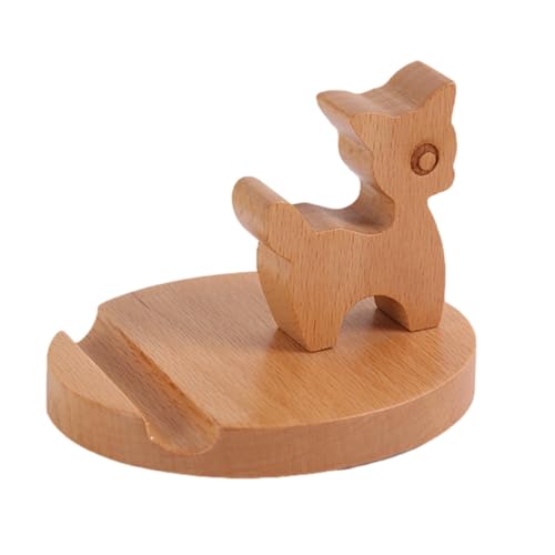 EUBEISAQI Handy-Desktop-Ständer, Hundeform, Handy-Halterung aus Holz, elektronische Gerätehalter für Zuhause, Schule, Reisen, Hotel, Terrasse (Hirsch) von EUBEISAQI