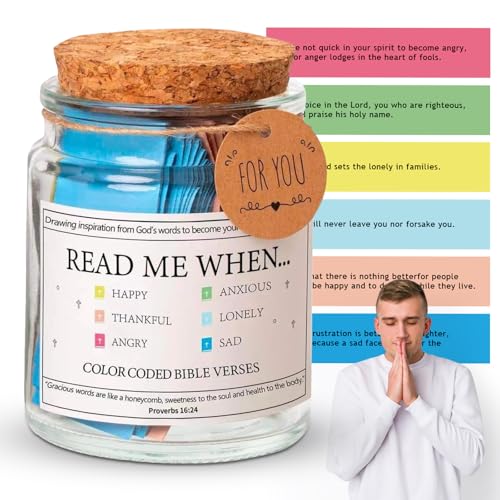 EUBSWA Bible Verses Mutmacher mit Bibelversen, Mini-Bibelvers-Karten Gebetsglas mit Farbigen Bibelversen Schrift Karten, Geschenk für Ermutigung Aufmunterung (Emotionen) von EUBSWA