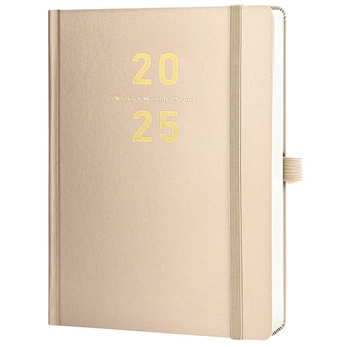 Kalender Notizbuch 2025 mit 180 Papier, 213x145mm 12-Monate Kalender Buchkalender 2025 Wochenplaner, Khaki von EUBSWA
