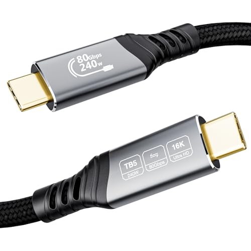 EUDOBEL 80Gbps USB C Kabel Thunderbolt 5 2m, 120Gbps Video Bandbreite, PD 3.1 240W Ladeleistung, Video 16K@30Hz 8K@60Hz, 12-bit Farbtiefe Kompatibel mit MackBook Pro 16 M4 Pro/M4 Max, Thunderbolt 4 von EUDOBEL