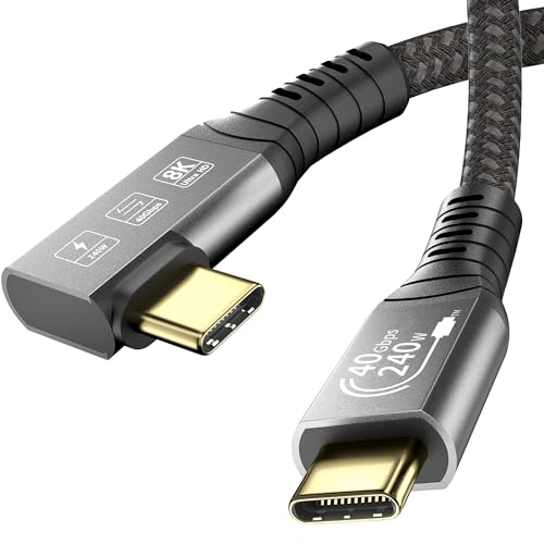 EUDOBEL USB 4 Kabel mit Thunderbolt 4 Kabel 1m,40Gbps USB C Datenkabel,240W USB-C auf USB-C Schnellladekabel, 8K@60Hz USB C Videokabel fürThunderbolt 3,MacBook, Docking Station,SSD,Monitor(90 Grad) von EUDOBEL