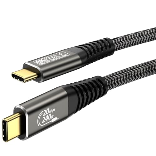 EUDOBEL 20Gbps USB C Kabel 3m, USB C auf USB C Videokabel 4K@144Hz 5K@60Hz, PD 3.1 240W 48V/5A, USBC 3.2 Gen2 x 2 Datenkabel für Thunderbolt 4, Thunderbolt 3, iPhone 16/15 MacBook, Switch, VR, SSD EUDOBEL 20Gbps USB C Kabel 3m, USB C auf USB C Videokabel 4K@144Hz 5K@60Hz, PD 3.1 240W 48V/5A, USBC 3.2 Gen2 x 2 Datenkabel für Thunderbolt 4, Thunderbolt 3, iPhone 16/15 MacBook, Switch, VR, SSD von EUDOBEL