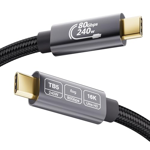 EUDOBEL USB C Thunderbolt 5 Kabel 80Gbps 3m, 120Gbps Video Bandbreite, PD 3.1 240W Ladeleistung, Video 16K@30Hz 8K@60Hz, 12-bit Farbtiefe Kompatibel mit Mac mini M4 Pro, MackBook Pro 16 M4 Pro/M4 Max von EUDOBEL