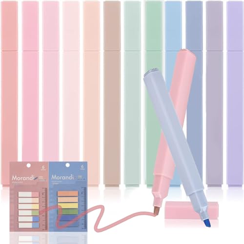 EUDUQ 12 Stück Textmarker Pastell Set,Aesthetic Textmarker,Farben Highlighter Pen，Pastell Stifte mit Seitenmarkierungen für Journal Bibel Planer Notes Pastell Schulsachen von EUDUQ