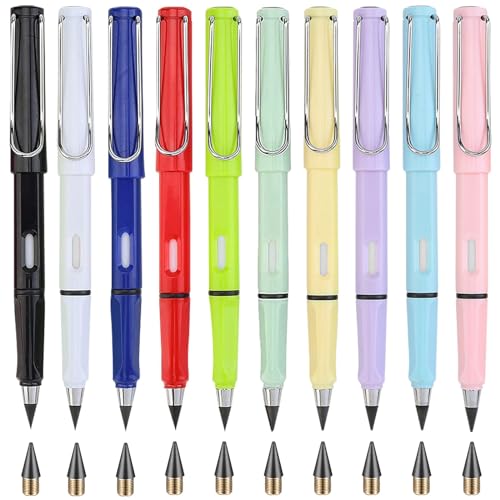 EUDUQ 20 Stück Ewiger Bleistift Set,10 Unendlicher Bleistift mit 10 Forever Pen ersatzminen，Tintenlose Bleistifte ohne anspitzen,Dauerbleistift für Schreiben Malen Skizzieren von EUDUQ