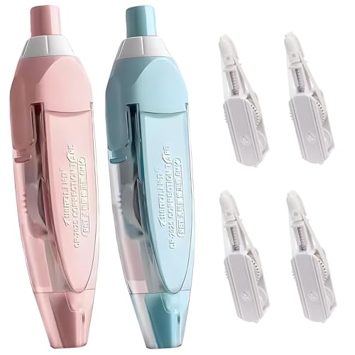EUDUQ Nachfüllbar Einziehbares Korrekturroller,2 Stück 6mx5 mm Korrekturmaus mit 4 austauschbare Kerne,Süß Mini-Korrekturband，Mini Correction Tape für Schulsachen und Büros von EUDUQ