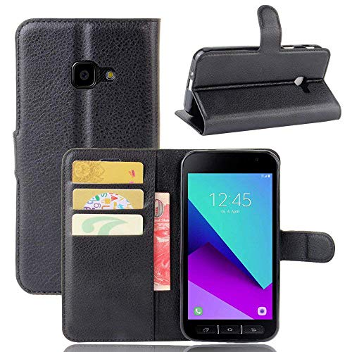 EUGO Hülle Samsung Galaxy Xcover 4 + 1 x Panzerglas, PU Ledercase Tasche Hüllen Schutzhülle Scratch Magnetverschluss Telefon-Kasten Handy hülle Standfunktion Handycover von EUGO