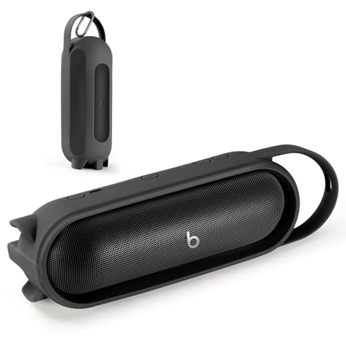 EUGOOCX Silikon-Tragetasche für Beats Pill 2024 tragbare Bluetooth-Lautsprecher, Schutzhülle, Reise-Etui, Lautsprecher-Zubehör (schwarz) von EUGOOCX