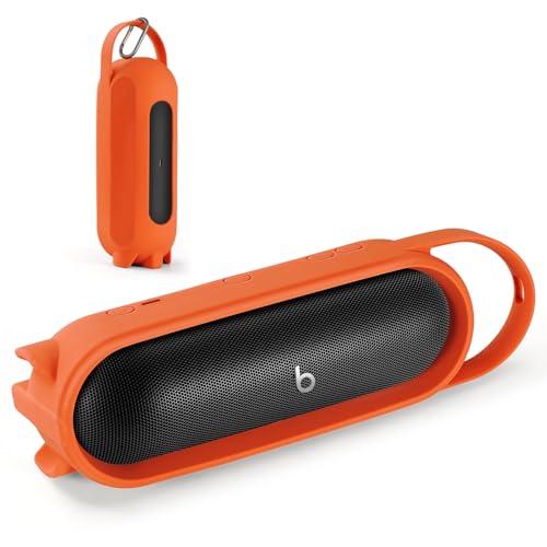 EUGOOCX Silikon-Tragetasche für Beats Pill 2024 tragbare Bluetooth-Lautsprecher, Schutzhülle, Reise-Hülle, Lautsprecher-Zubehör (Orange) von EUGOOCX