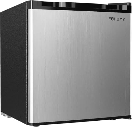 EUHOMY 46L Mini-Kühlschrank mit Umkehrbarer Tür, 7-Stufen Thermostat + Kühlbox, 39dB Ultra-Leise Kühlschrank klein für Schlafzimmer/Büro, Energieeffizient, Kompakt (Siber) von EUHOMY
