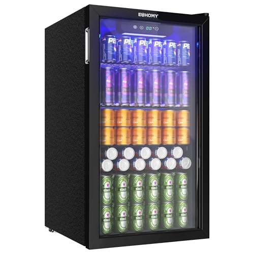 EUHOMY Getränkekühlschrank, Mini-Kühlschrank für 126 Dosen mit Glastür, kleiner Kühlschrank mit verstellbaren Regalen für Limonade, Bier oder Wein, für Zuhause/Bar/Büro, Schwarz Edelstahl EUHOMY Getränkekühlschrank, Mini-Kühlschrank für 126 Dosen mit Glastür, kleiner Kühlschrank mit verstellbaren Regalen für Limonade, Bier oder Wein, für Zuhause/Bar/Büro, Schwarz Edelstahl von EUHOMY