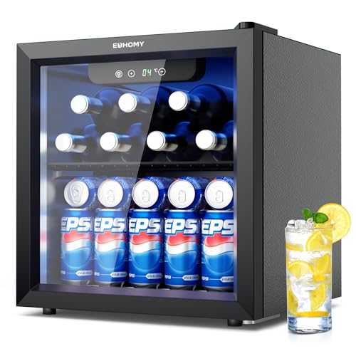 EUHOMY Getränkekühlschrank, Mini Kühlschrank mit Glastür, Bierkühler, Tisch-Getränkekühlschrank für 55 Dosen, Schwarz Freistehender Kühlschrank mit LED, 38dB, für Büro, Zimmer, Bar, 37L, Geräuscharm EUHOMY Getränkekühlschrank, Mini Kühlschrank mit Glastür, Bierkühler, Tisch-Getränkekühlschrank für 55 Dosen, Schwarz Freistehender Kühlschrank mit LED, 38dB, für Büro, Zimmer, Bar, 37L, Geräuscharm von EUHOMY