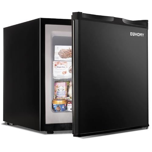 EUHOMY Mini Freezer Countertop,1.1 Cubic Feet, Single DoorCompact Upright Freezer with Reversible Stainless Steel Door, Removable Shelves, Small freezer for Home/Dorms/Apartment/Office(Black) von EUHOMY