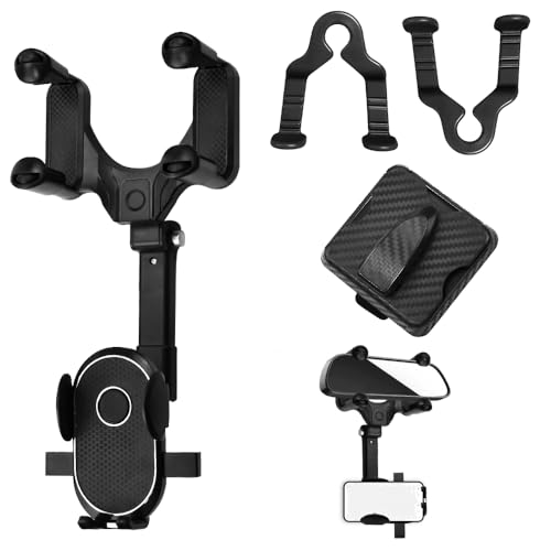 EUIEUT Handyhalterung Auto Rückspiegel Handyhalterung 360° Drehbar Autotelefonhalter Multifunktionaler Handyhalter Universelle Telefonhalter mit Brillenhalter Auto Kopfstützen Haken für alle Telefon von EUIEUT