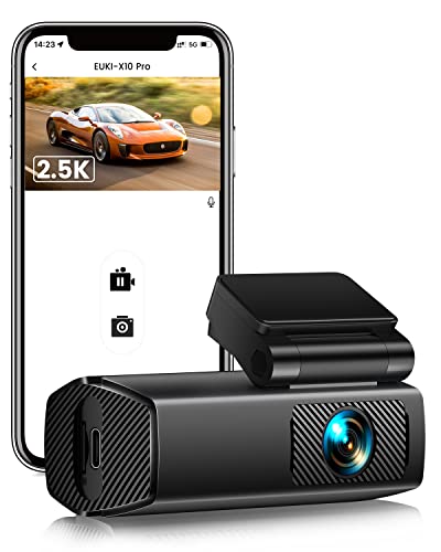 EUKI Dashcam Auto, 2.5K WiFi Kamera, 170° Weitwinkel Mini Front Dash Kamera für Autos, Super Nachtsicht, App Steuerung, G-Sensor, Parküberwachung von EUKI
