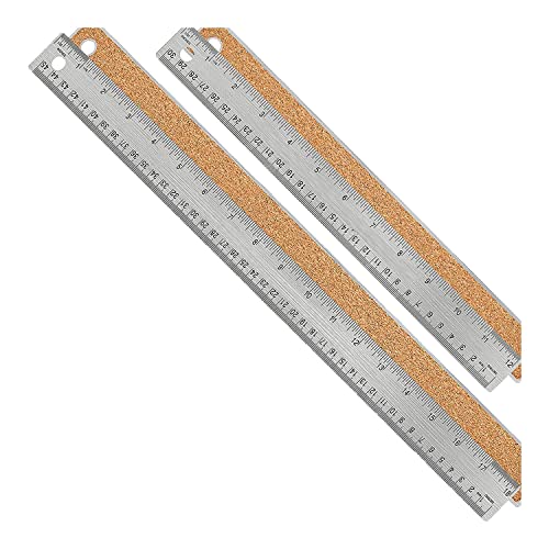 Metalllineal mit KorkrüCken: (12 + 18) Edelstahllineal Rutschfeste Lineale mit und Zentimetern von EUKKIC