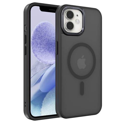 EUMADOVE Magnetische Schutzhülle für iPhone 12/12 Pro, kompatibel mit Magsafe, militärischer Schutz, dünn, durchscheinend, matt, stoßfest, kratzfest, Anti-Fingerabdruck-Handyhülle (Schwarz, iPhone 12 EUMADOVE Magnetische Schutzhülle für iPhone 12/12 Pro, kompatibel mit Magsafe, militärischer Schutz, dünn, durchscheinend, matt, stoßfest, kratzfest, Anti-Fingerabdruck-Handyhülle (Schwarz, iPhone 12 von EUMADOVE
