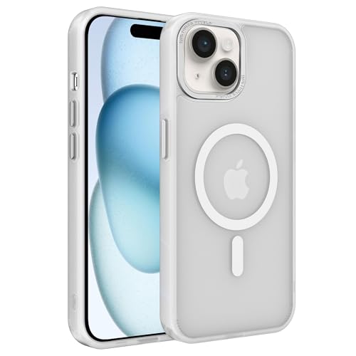 EUMADOVE Magnetische iPhone-Hülle, kompatibel mit Magsafe, militärischer Schutz, dünn, durchscheinend, matt, stoßfest, kratzfest, Anti-Fingerabdruck-Handyhülle, Frosted White, iPhone 15 EUMADOVE Magnetische iPhone-Hülle, kompatibel mit Magsafe, militärischer Schutz, dünn, durchscheinend, matt, stoßfest, kratzfest, Anti-Fingerabdruck-Handyhülle, Frosted White, iPhone 15 von EUMADOVE