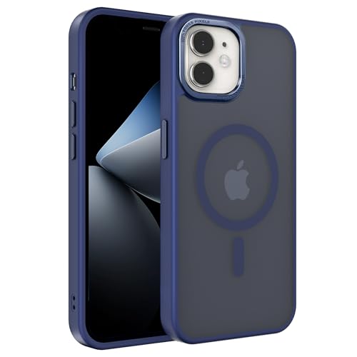 EUMADOVE Magnetische iPhone-Hülle, kompatibel mit Magsafe, militärischer Schutz, dünn, durchscheinend, matt, stoßfest, mit kratzfester Anti-Fingerabdruck-Handyhülle (Dunkelblau, iPhone 11) von EUMADOVE