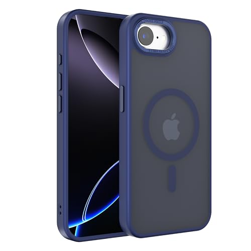 EUMADOVE Magnetische iPhone-Hülle, kompatibel mit Magsafe, militärischer Schutz, dünn, durchscheinend, matt, stoßfest, mit kratzfester Anti-Fingerabdruck-Handyhülle (Dunkelblau, iPhone 16) von EUMADOVE