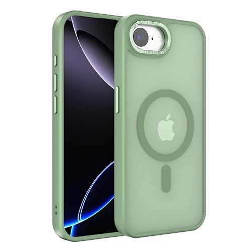 EUMADOVE Magnetische iPhone-Hülle, kompatibel mit Magsafe, militärischer Schutz, dünn, durchscheinend, matt, stoßfest, mit kratzfester Anti-Fingerabdruck-Handyhülle (Matcha Green, iPhone X/XS) von EUMADOVE