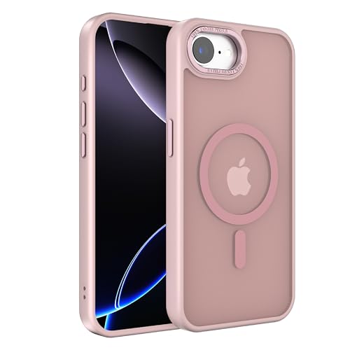 EUMADOVE Magnetische iPhone-Hülle, kompatibel mit Magsafe, militärischer Schutz, dünn, durchscheinend, matt, stoßfest, mit kratzfester Anti-Fingerabdruck-Handyhülle (Rosa, iPhone 16 Pro) von EUMADOVE