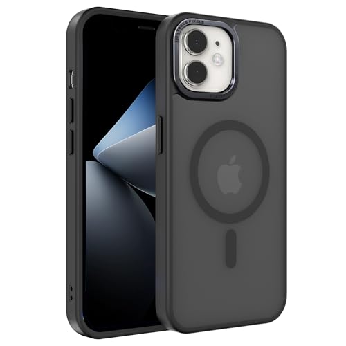 EUMADOVE Magnetische iPhone-Hülle, kompatibel mit Magsafe, militärischer Schutz, dünn, durchscheinend, matt, stoßfest, mit kratzfester Anti-Fingerabdruck-Handyhülle (Schwarz, iPhone 11) von EUMADOVE