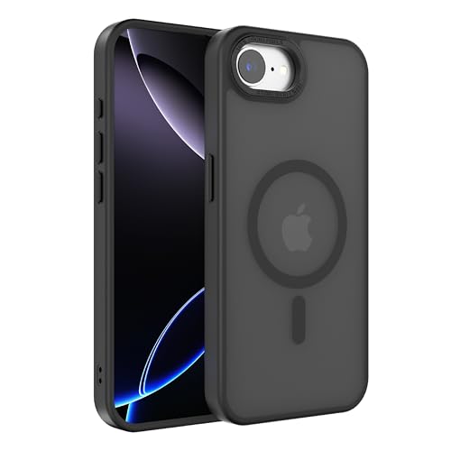 EUMADOVE Magnetische iPhone-Hülle, kompatibel mit Magsafe, militärischer Schutz, dünn, durchscheinend, matt, stoßfest, mit kratzfester Anti-Fingerabdruck-Handyhülle (Schwarz, iPhone 12mini) von EUMADOVE
